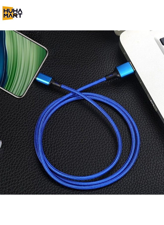 HuHa Mart 4 PCS 2.4A USB-C / Type-C to USB Braided Fast Charging Sync Data Cable, Length: 2m (Blue)  - Image 2