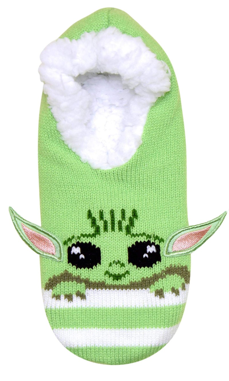 STAR WARS Baby Yoda Character Stripes Juniors/Womens Slipper Socks with Embroidered Ears - Image 2