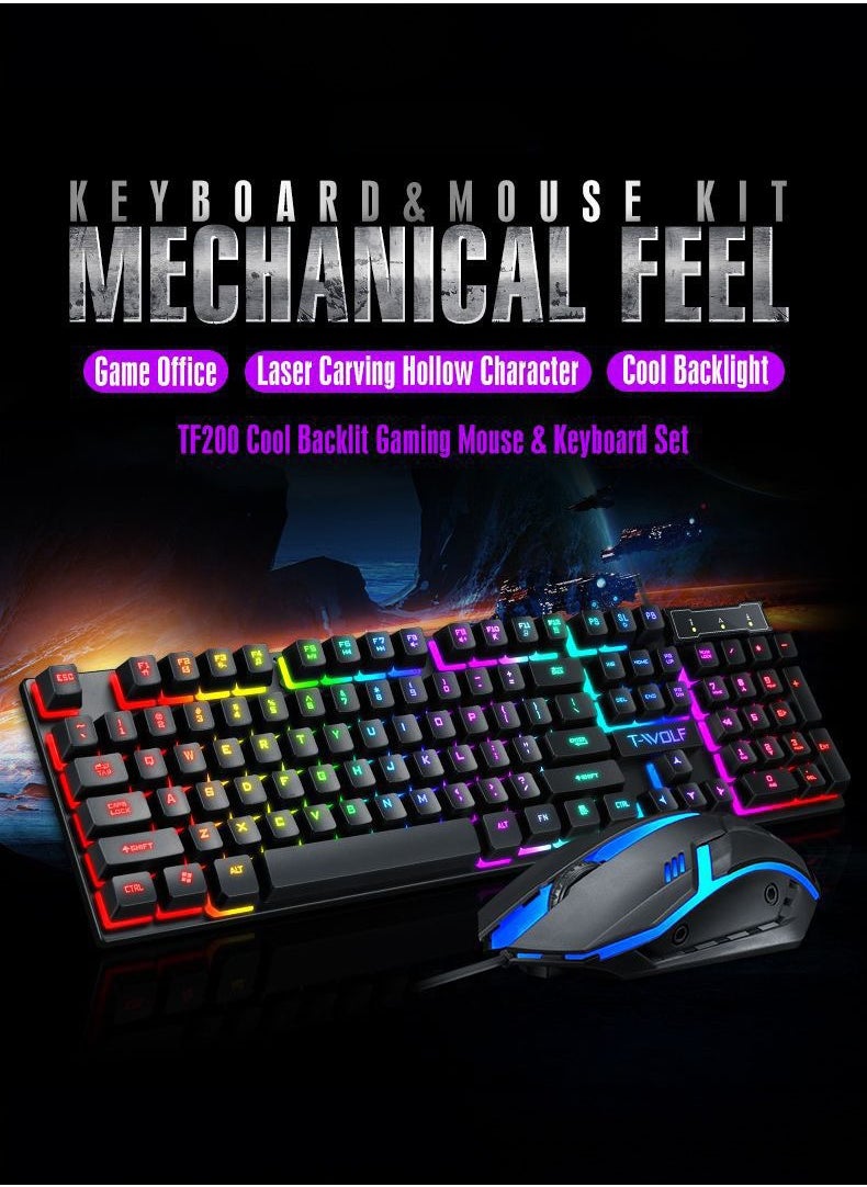 Generic - Game keyboard and mouse set USB wired mouse key set - Image 1