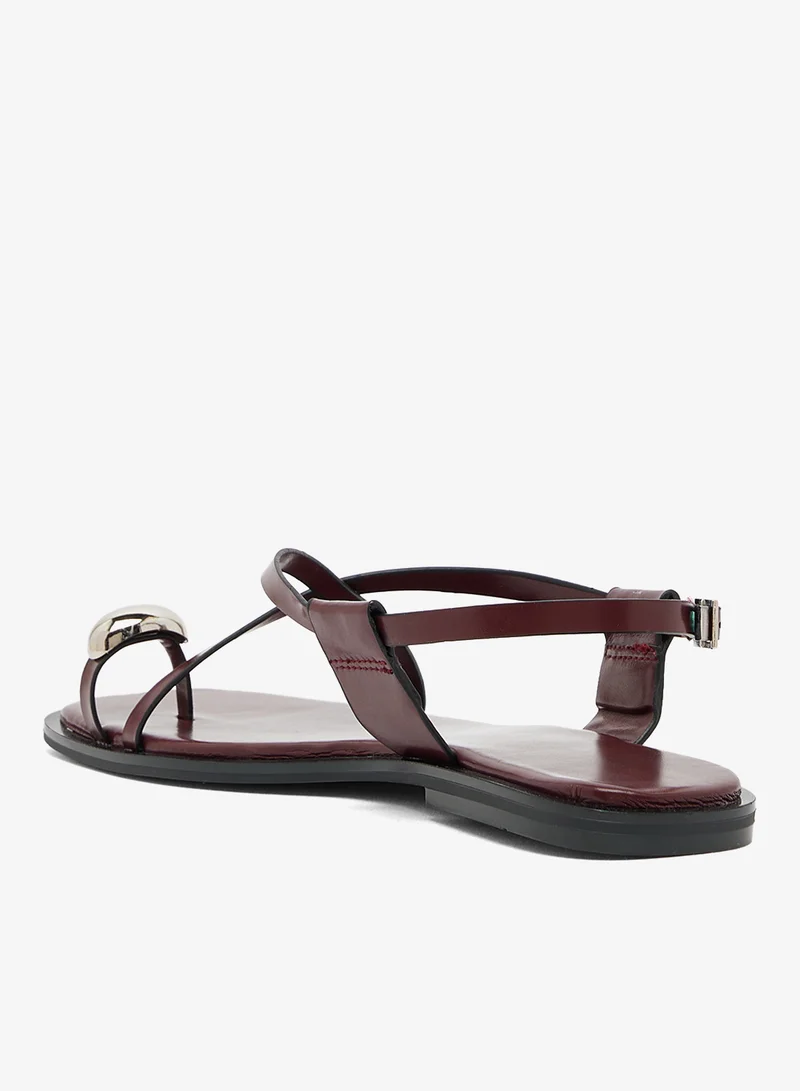 Ginger  Silver Accent Strap Flat Sandals for Women | Best Price UAE