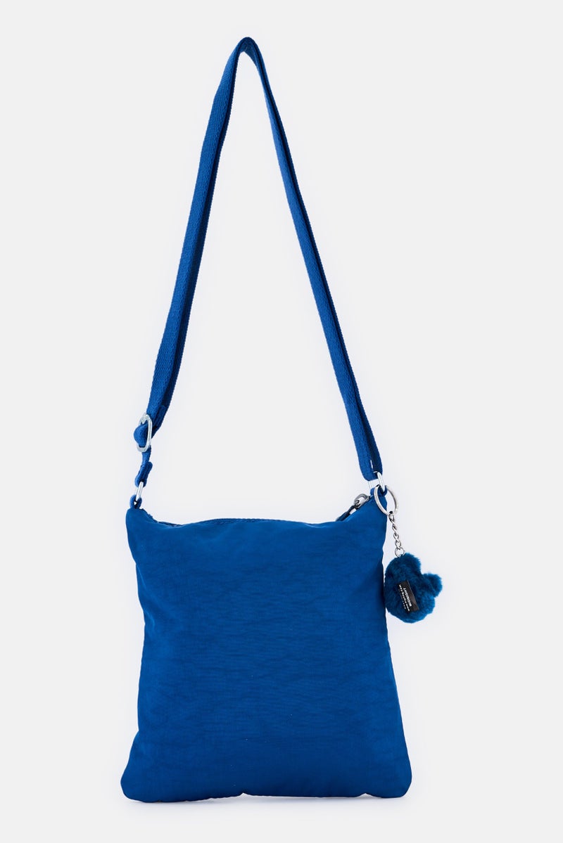 kipling حقيبة كتف نسائية بشعار العلامة التجارية مع حلقة مفاتيح، أزرق داكن - Image 2