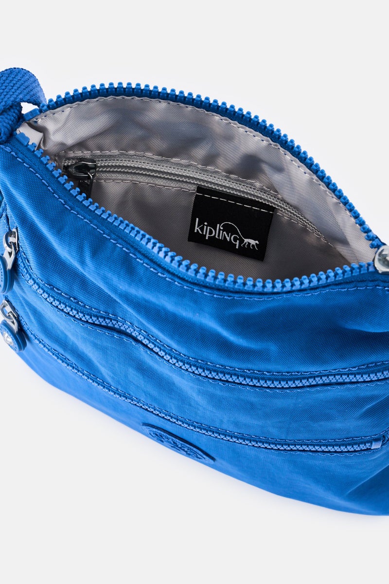 kipling حقيبة كتف نسائية بشعار العلامة التجارية مع حلقة مفاتيح، أزرق داكن - Image 3