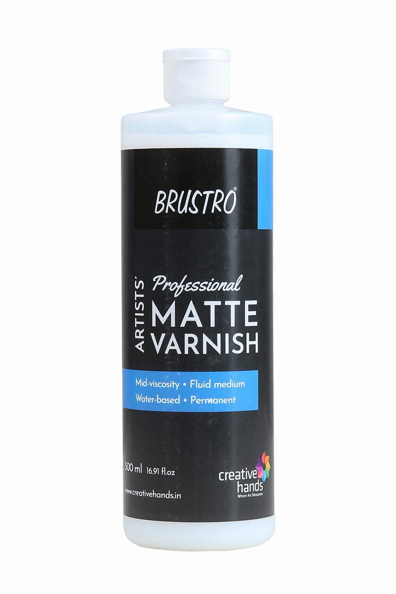 Brustro Artist's Professional Varnish|500ml| Matte Finish| Apply with Brush |Perfect Coating on Acrylic Painting,Non-Yellowing,Transparent,Canvas,Paper, Artwork Protection.