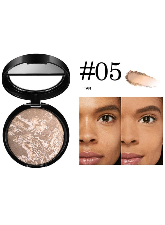 HUDA STORY Glow Fusion, Baked Luminous Pressed Powder–Glow-Infused Foundation,Highlighter & Setting Powder in One–Color-Correcting,Oil-Control,Long-Lasting Coverage for All Skin Tones #05 Tan - Image 2