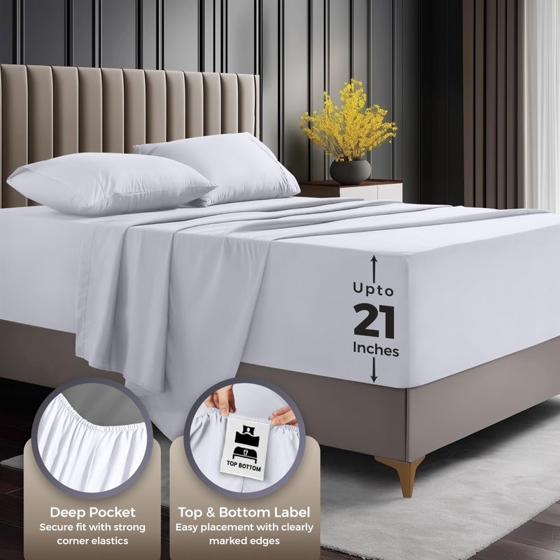 Utopia Bedding Deep Pocket Queen Sheet Set - Fits Mattresses Up to 21 inches - Cooling, Soft & Breathable - Oeko-TEX 4 Piece Bed Sheets (White) - Image 5