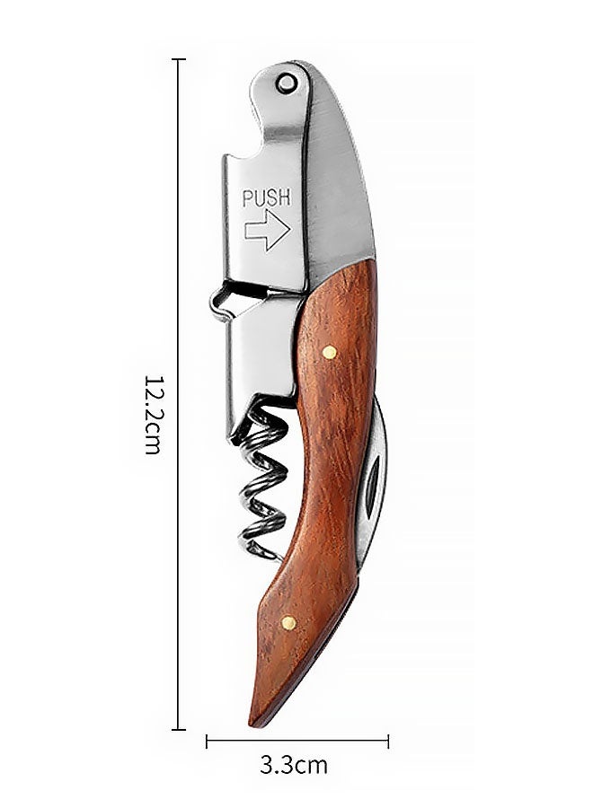Professional Waiter’s Corkscrew – Double-Hinged Wine Opener with Wooden Handle & Leather Case, Durable Stainless Steel Wine Key for Bar, Restaurant & Home - Image 2