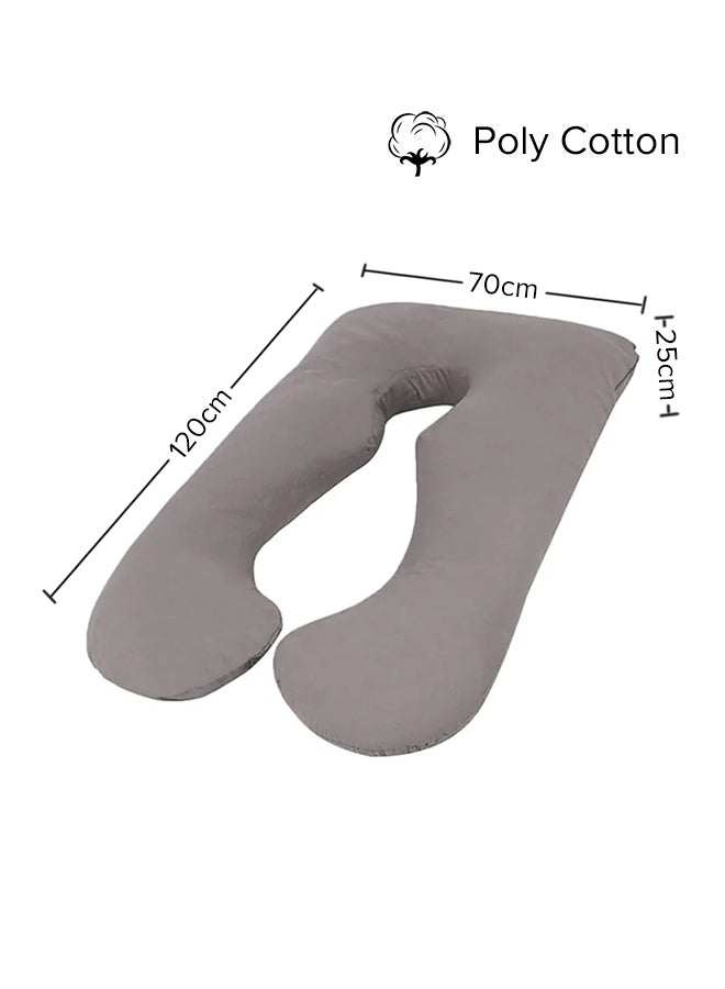 U Shape Comfortable Maternity Pillow Microfiber Grey 70x25x120cm - Image 2