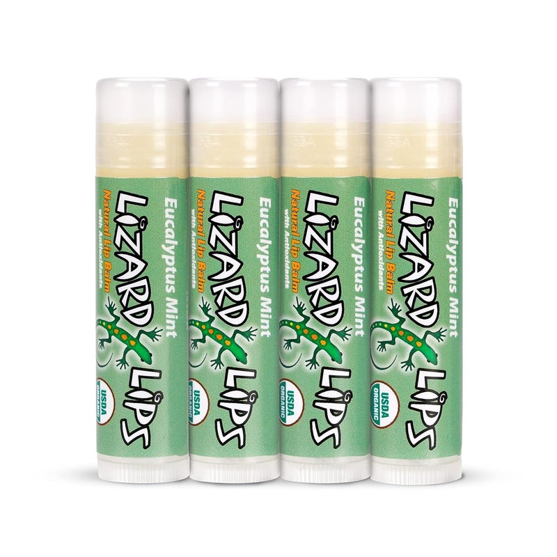 Lizard Lips USDA Certified Organic 4 Pack  Eucalyptus Mint