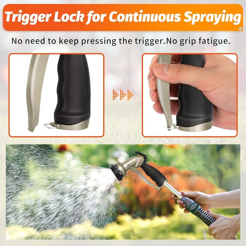AUTOMAN Garden Hose Nozzle-7 Patterns Sprayer-2 Pack, Metal High Pressure Spray Nozzle, Heavy Duty Labor-Saving Design Water Hose Nozzle for Garden Watering, Car Washing, Window Cleaning, Pets Bathing - Image 5
