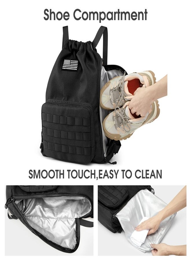 جي4فري حقيبة ظهر برباط من G4Free، حقيبة رياضية، حقيبة كرة قدم وكرة سلة مع جيب للأحذية، حقيبة رياضية تكتيكية مقاومة للماء برباط للرجال والنساء (أسود) - Image 2