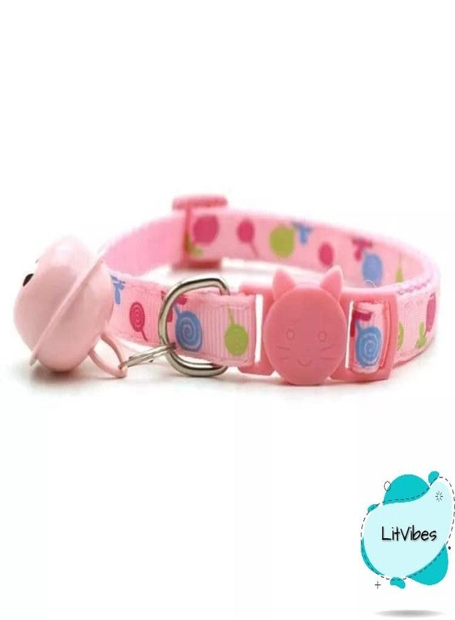 LitVibes Cat Collar Set Of 3 With Bell,Kitten Kitty & Small Dogs Soft Adjustable Collar,Safe,Breakaway For Cats And Puppies-Pink,Purple,Turquoise (Lollipop Design),?14 cm,W_2 cm - Image 2
