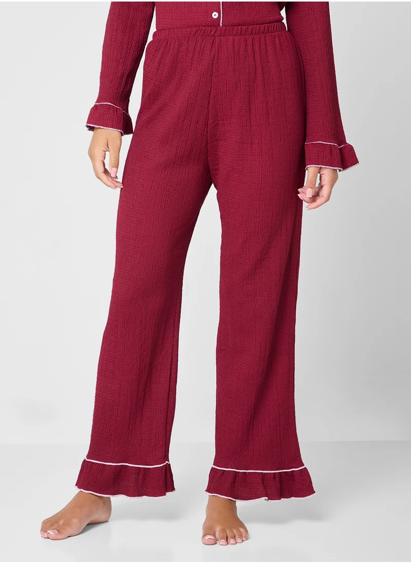 Ginger Button Down Pyjama Set With Contrast Trim