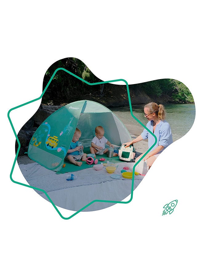 Badabulle Anti-UV High Sun Protection Baby Tent,  SPF 50+ For Toddlers, Pop-Up System - Green - Image 2