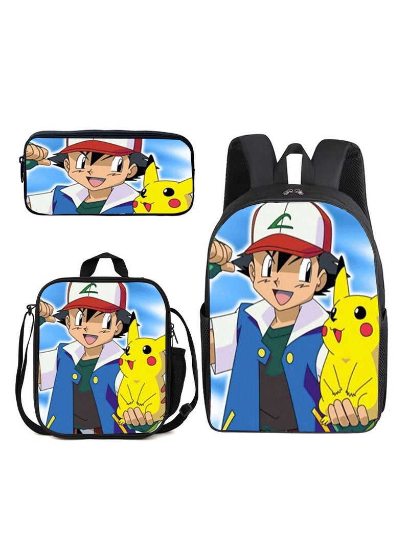 Cartoon Backpack Three-piece Student School Bag