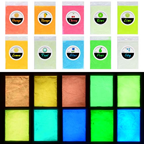 Limino Glow In The Dark Pigment Powder - Epoxy Resin Color Pigment Dyes for DIY Slime Coloring Kit - Luminous Skin Safe Long Lasting Self Glowing for Acrylic Paint, Nail Art, Painting, Crafts - 0.4oz Each - Image 1