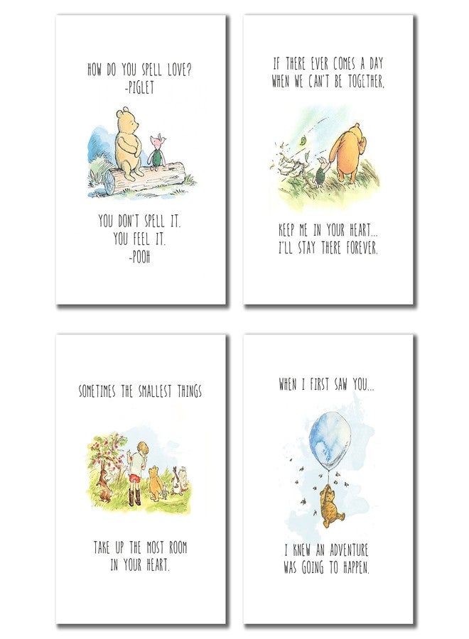 BigWig Prints Winnie the Pooh Wall Art - Classic Winnie the Pooh Nursery Decor, Friendship Quotes, Wall Art Decor Photos Bedroom Playroom, Quotes Prints, Inspirational Sayings -Unframed 4 Pack (8x10) - Image 1