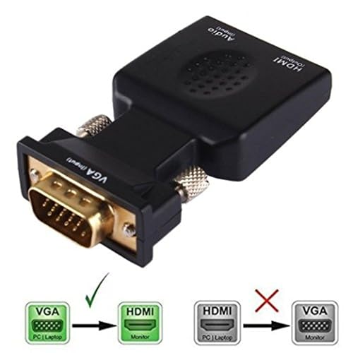 atdaraz 1080P VGA Male to HDMI Female Video Adapter W/ 3.5mm Audio (Black) VGA to HDMI Converter - Image 4