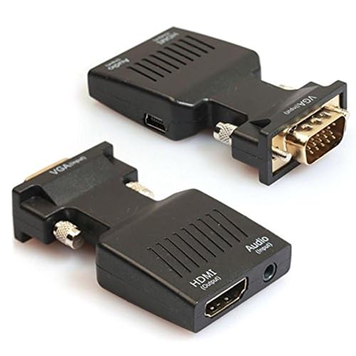 atdaraz 1080P VGA Male to HDMI Female Video Adapter W/ 3.5mm Audio (Black) VGA to HDMI Converter - Image 1