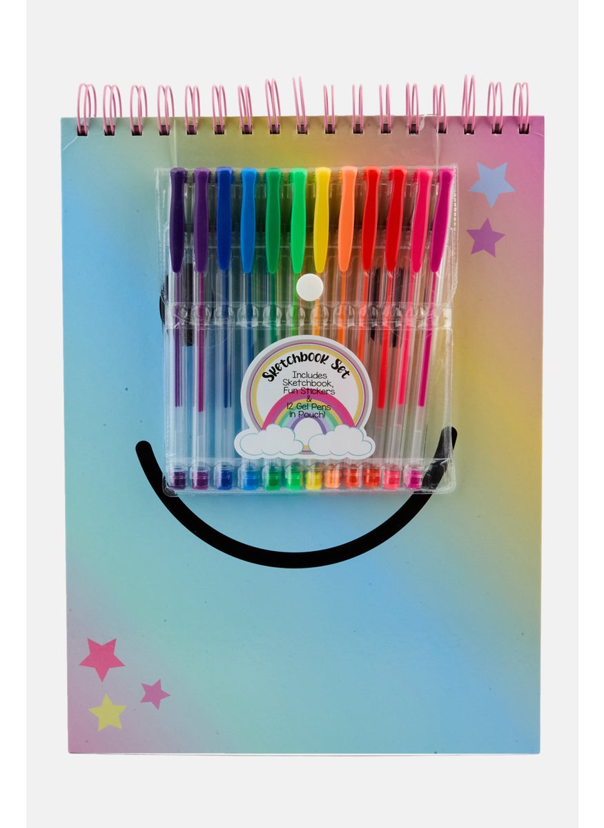 VOTUM Smiley Sketchbook Set With Gel Pens And Stickers, Blue  - Image 1