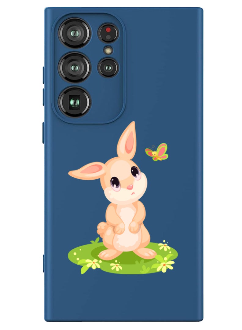 Theodor Protective Slim Fit Case Liquid Silicone Cover with Full Body Protection Anti-Scratch Shockproof Case For Samsung Galaxy S24 Ultra (Blue) - sad rabbit - Image 1