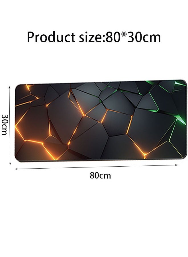 Beauenty - 3D Geometry Desk Pad Mouse Pad Colorful Crack Cool Extended Gaming Mouse Pad Mat with Stitched Edge Non-Slip Base Big Mouse Pad Office Computer Keyboard Laptop Home 800*300*3mm - Image 1