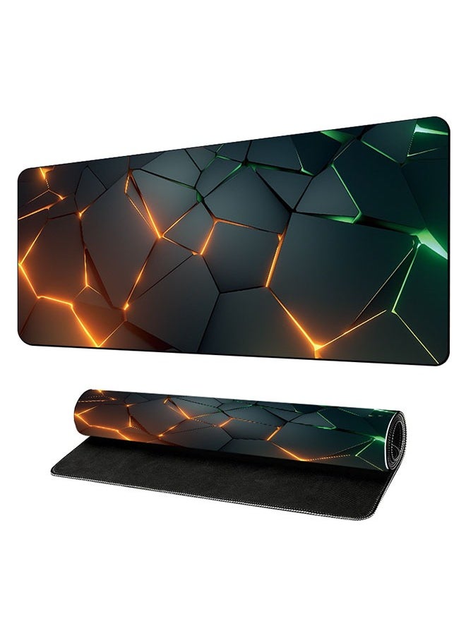 Beauenty 3D Geometry Desk Pad Mouse Pad Colorful Crack Cool Extended Gaming Mouse Pad Mat with Stitched Edge Non-Slip Base Big Mouse Pad Office Computer Keyboard Laptop Home 800*300*3mm  - Image 1