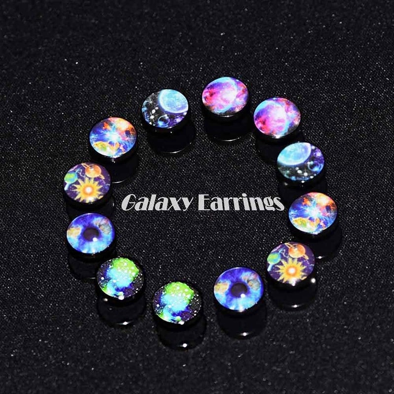 FLYUN Fake Gauges, 6 Pairs Men's Earrings, Faux Plugs Black Stud Surgical Steel Screw Flat Back Punk Earrings Hypoallergenic 18G/1MM - Image 5