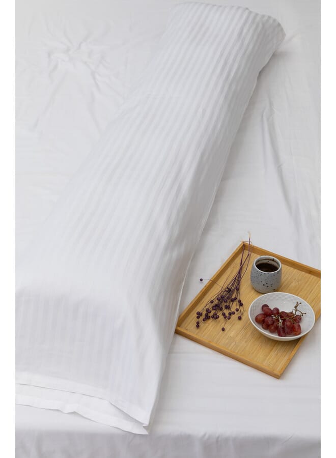 MEHALLA Long Pillowcase Set - Satin - Single - White - 120 cm*45 cm - 100% Egyptian Cotton