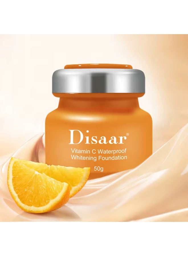 Disaar كريم فيتامين سي للدفاع 50 جرام مرطب أساس كريم خافي عيوب للوجه مقاوم للماء منعش مرطب مناسب للبشرة رقيق وخفيف كريم خافي عيوب فيتامين سي - Image 1