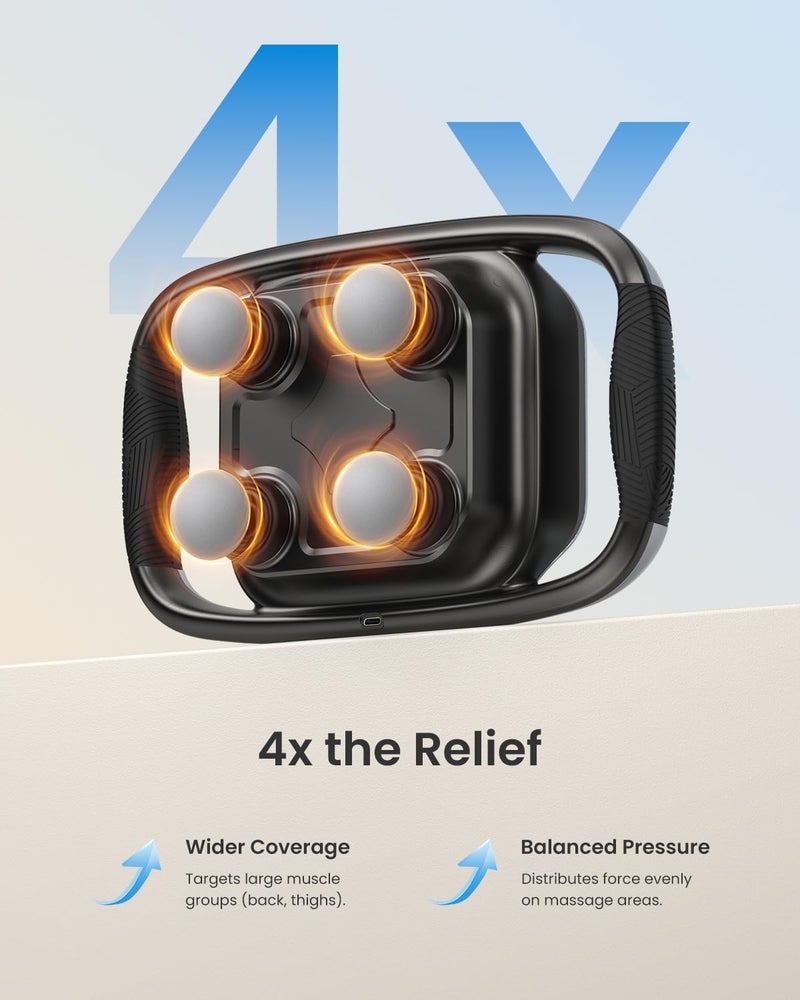 RENPHO 4Head Massage Gun Deep Tissue Muscle Massager with Replaceable Heads and Plate Handheld Percussion Massage Tool for Back Neck Leg Gifts for Women Men Quad - Image 3