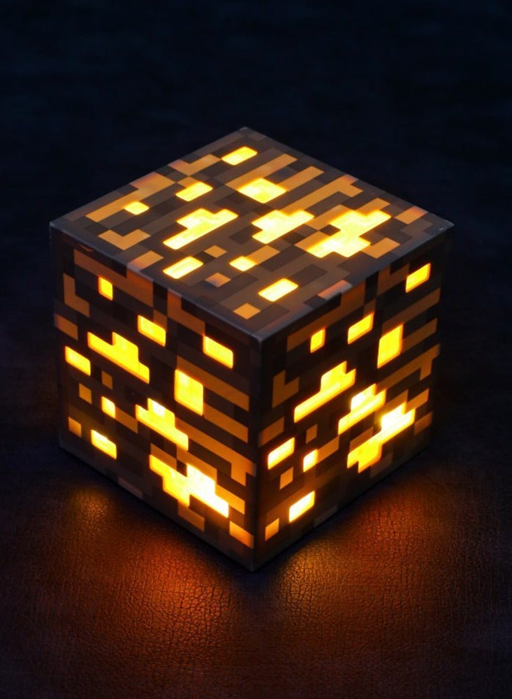 Minecraft مربع مصباح معدني الأولاد الرجال نموذج واقعي ضوء زي قابل للشحن مصباح جنب السرير ديكور المكتب المنزلي