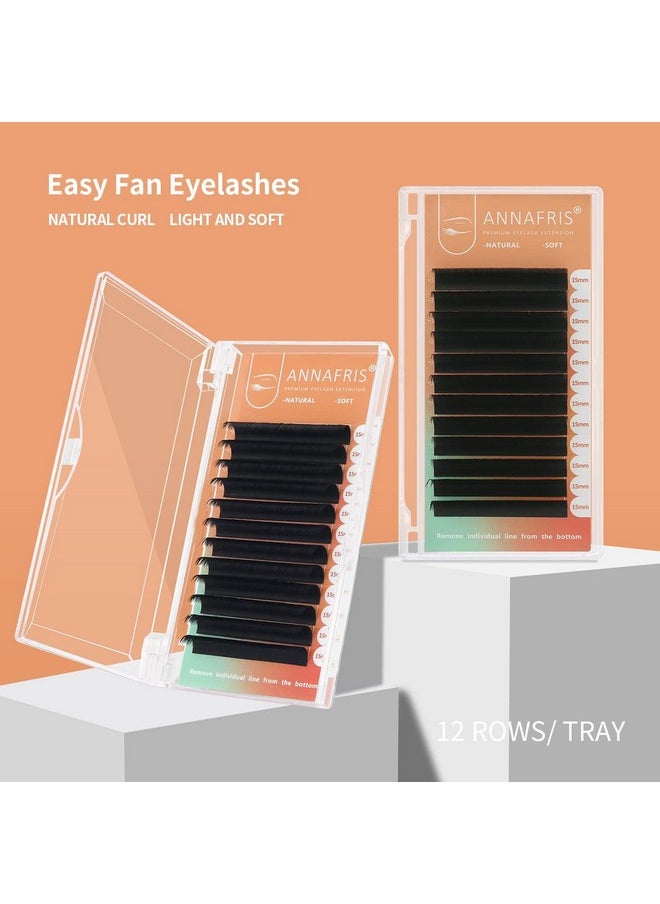 ANNAFRIS Easy Fan Eyelash Extension Automatic 1S Flowering 0.07 C Curl 11Mm Individual False Lashes Natural Soft Matte Black Volume Lash Extensions Supplies (0.07 C 11Mm)  - Image 5