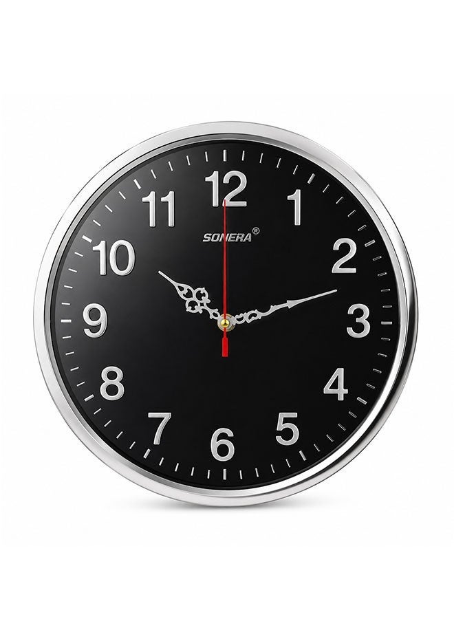 SONERA 32 cm Round Wall Clock in Black– Elegant Modern Wall Clock for Home and Office Décor - Image 1