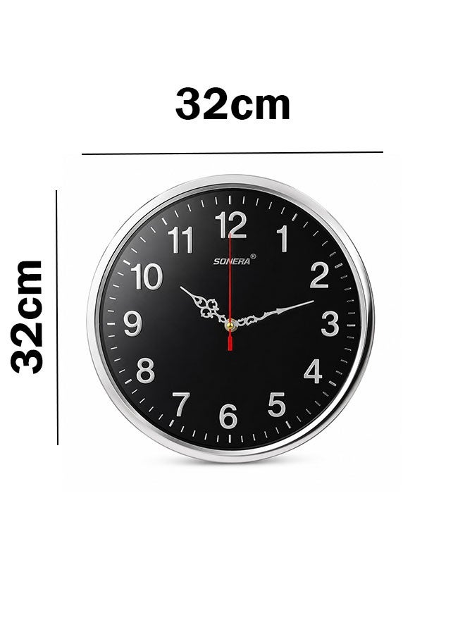 SONERA 32 cm Round Wall Clock in Black– Elegant Modern Wall Clock for Home and Office Décor - Image 4