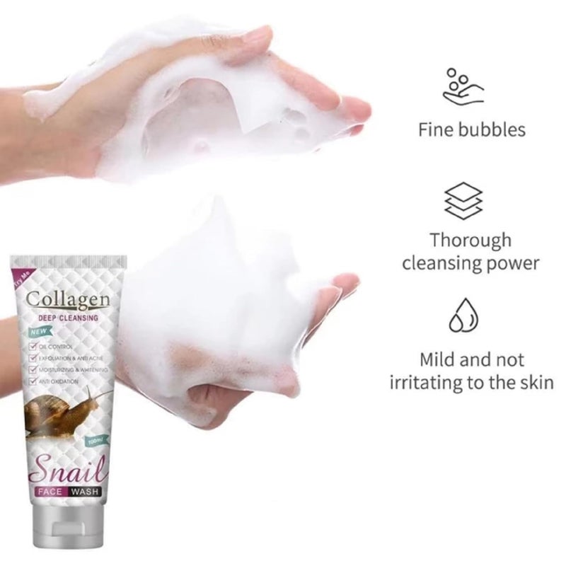 HANI PO Pei mei Collagen Snail Deep Cleansing Face Wash face wash for women men deep cleansing face wash 100ml Pack of 1Natural Moisturizing for women Natural cleansing for women girl men adults Cream for women girls facial cream body cream for women girls - Image 2