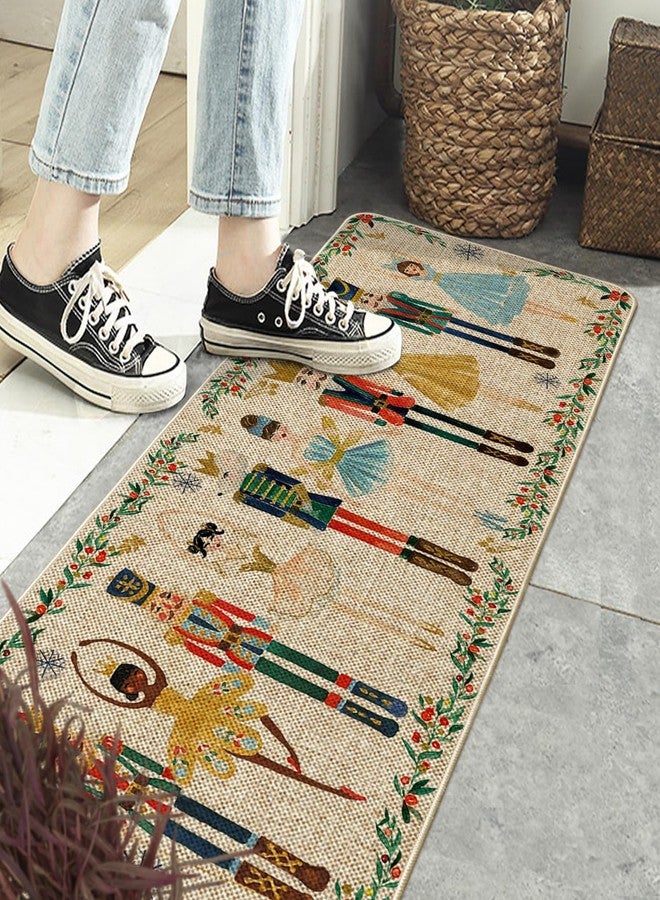 أرتويد مود سجادة باب بتصميم كسارات البندق بالألوان المائية من Artoid Mode، سجادة أرضية منخفضة الارتفاع لتزيين المنزل في الشتاء، مقاس 17 × 47 بوصة - Image 3