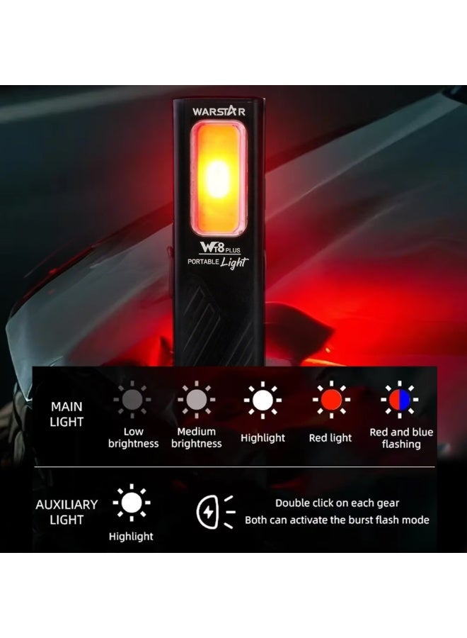 مصباح عمل متعدد الوظائف للطوارئ WT8، مصباح LED بقوة 800 لومن مع ضوء جانبي COB، للأشعة فوق البنفسجية والأحمر، قابل لإعادة الشحن عبر منفذ USB-C، مصنوع من الألومنيوم، مناسب للاستخدام اليومي في الإصلاح والفحص والاستخدام الخارجي - Image 3