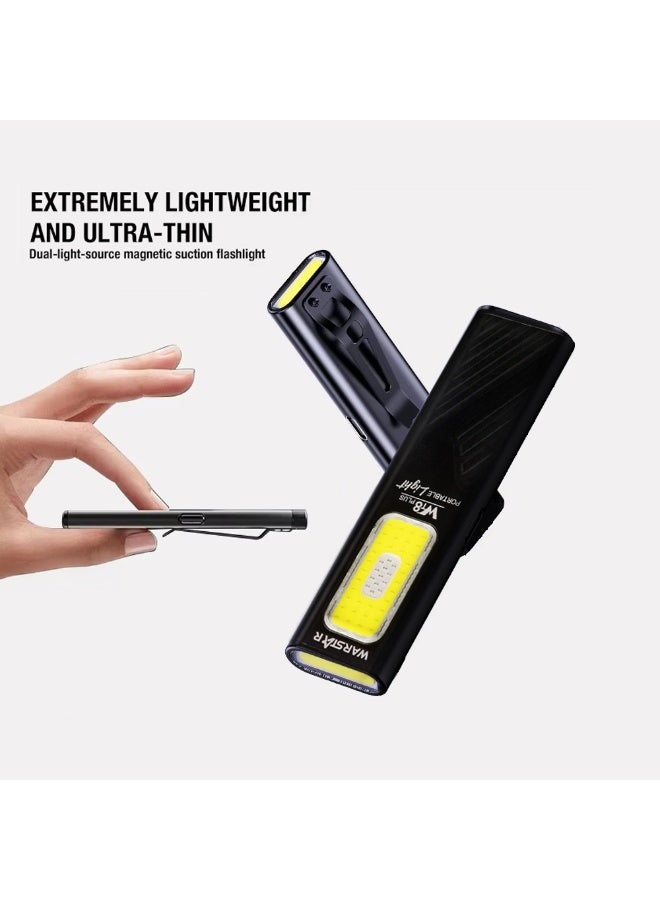 مصباح عمل متعدد الوظائف للطوارئ WT8، مصباح LED بقوة 800 لومن مع ضوء جانبي COB، للأشعة فوق البنفسجية والأحمر، قابل لإعادة الشحن عبر منفذ USB-C، مصنوع من الألومنيوم، مناسب للاستخدام اليومي في الإصلاح والفحص والاستخدام الخارجي - Image 2