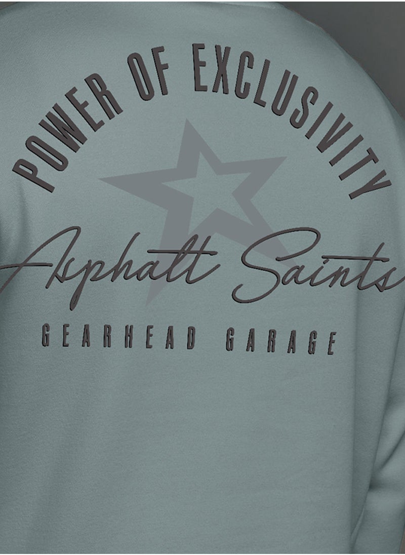 Maniac Maniac Men Printed Round Neck Full Sleeve Light Grey Cotton Fleece Oversized Sweatshirt  - Image 4
