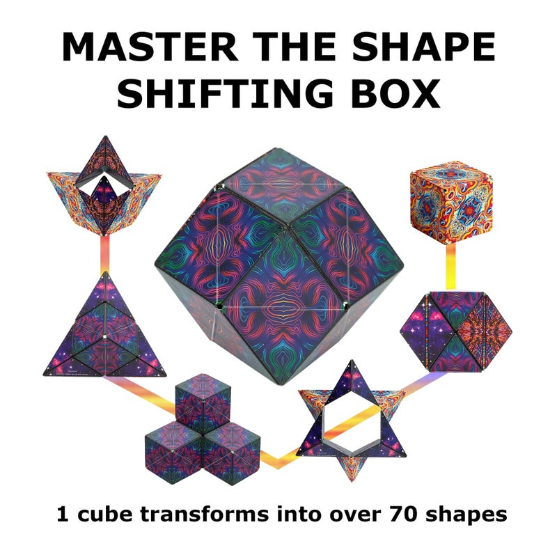 SHASHIBO Shape Shifting Box - Award-Winning, Patented Fidget Cube w/ 36 Rare Earth Magnets - Transforms Into Over 70 Shapes, Download Fun in Motion Toys Mobile App (Original Series - Spaced Out) - Image 4