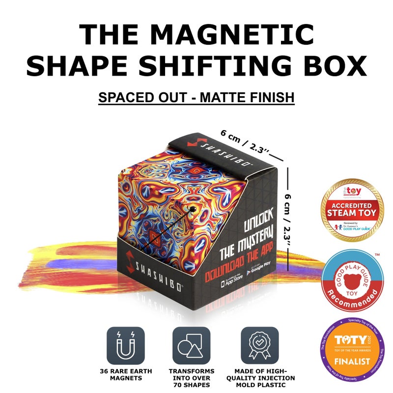 SHASHIBO Shape Shifting Box - Award-Winning, Patented Fidget Cube w/ 36 Rare Earth Magnets - Transforms Into Over 70 Shapes, Download Fun in Motion Toys Mobile App (Original Series - Spaced Out) - Image 2