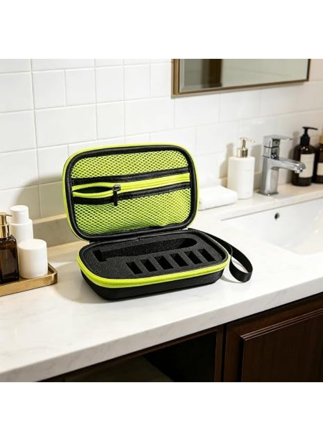 QIRG Travel Shaver Case for One Blade Trimmer QP2724/90 QP2834/70 QP2630/72 Hybrid Electric Trimmer Hard Portable Storage Carrying Case for Shavers and Accessories （Black Glowing Lime Green） - Image 5