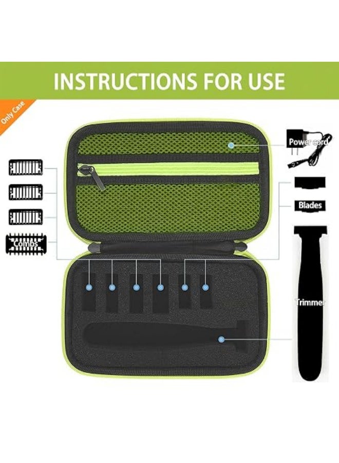 QIRG Travel Shaver Case for One Blade Trimmer QP2724/90 QP2834/70 QP2630/72 Hybrid Electric Trimmer Hard Portable Storage Carrying Case for Shavers and Accessories （Black Glowing Lime Green） - Image 4
