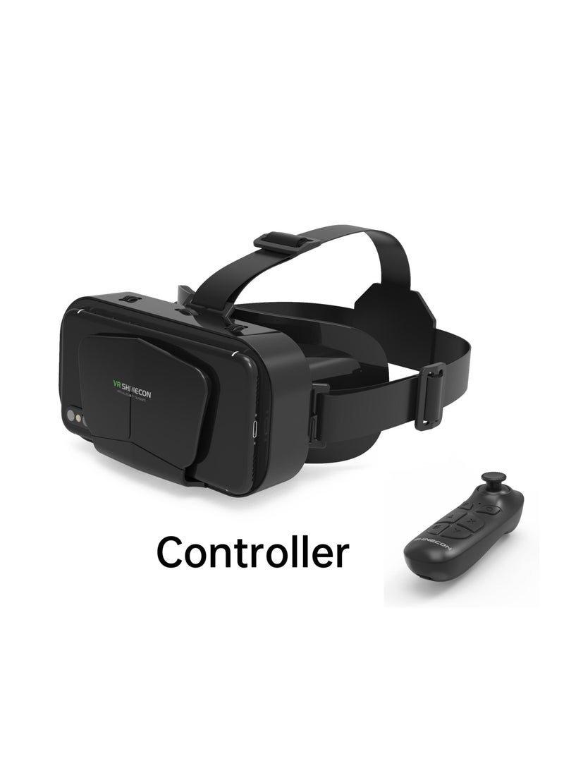 VR SHINECON VR 3D Virtual Reality Headset(Support 4.7-7.2 inch mobile phones) with Controller for Movies and Games  - Image 1