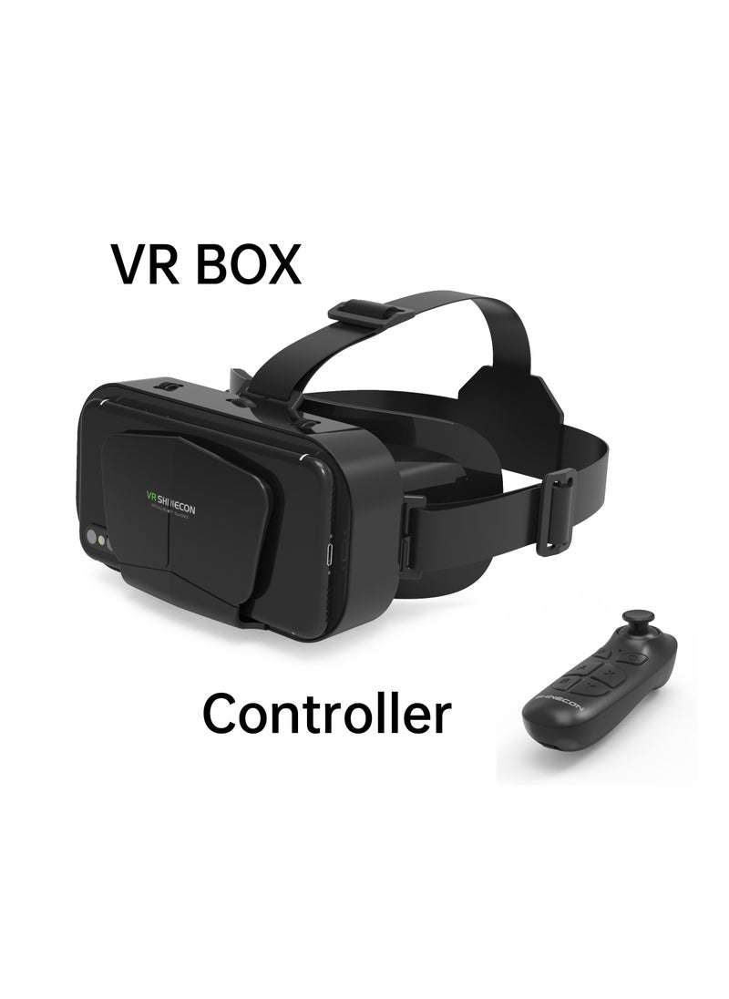 VR SHINECON VR 3D Virtual Reality Headset(Support 4.7-7.2 inch mobile phones) with Controller for Movies and Games  - Image 1