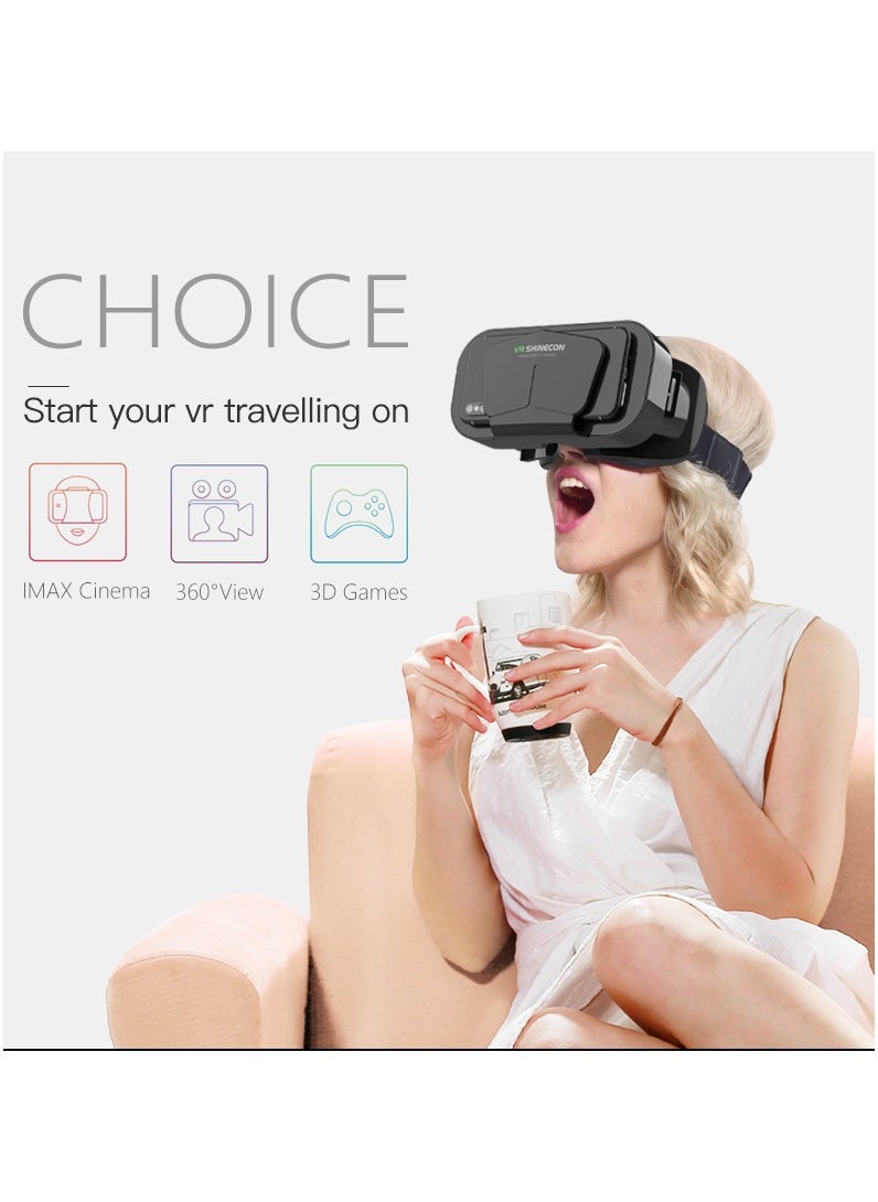 VR SHINECON VR 3D Virtual Reality Headset(Support 4.7-7.2 inch mobile phones) with Controller for Movies and Games  - Image 2