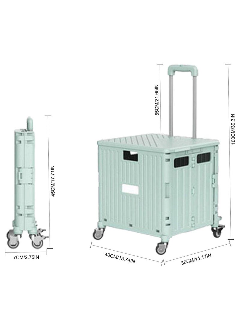 Generic - Foldable Plastic Shopping Trolley Cart with Storage Box | Portable Utility Trolley for Groceries, Travel, Office & Home Use, Lightweight with Durable Wheels, Compact Foldable Design - Image 1