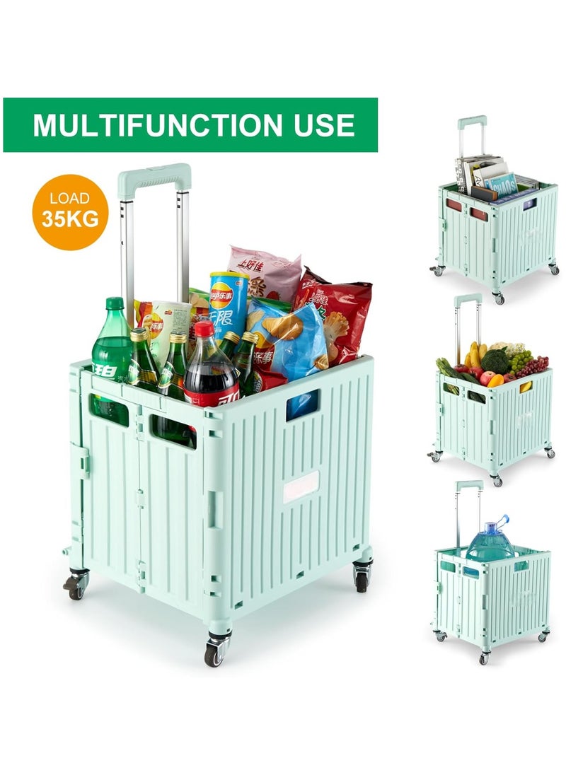Generic - Foldable Plastic Shopping Trolley Cart with Storage Box | Portable Utility Trolley for Groceries, Travel, Office & Home Use, Lightweight with Durable Wheels, Compact Foldable Design - Image 1