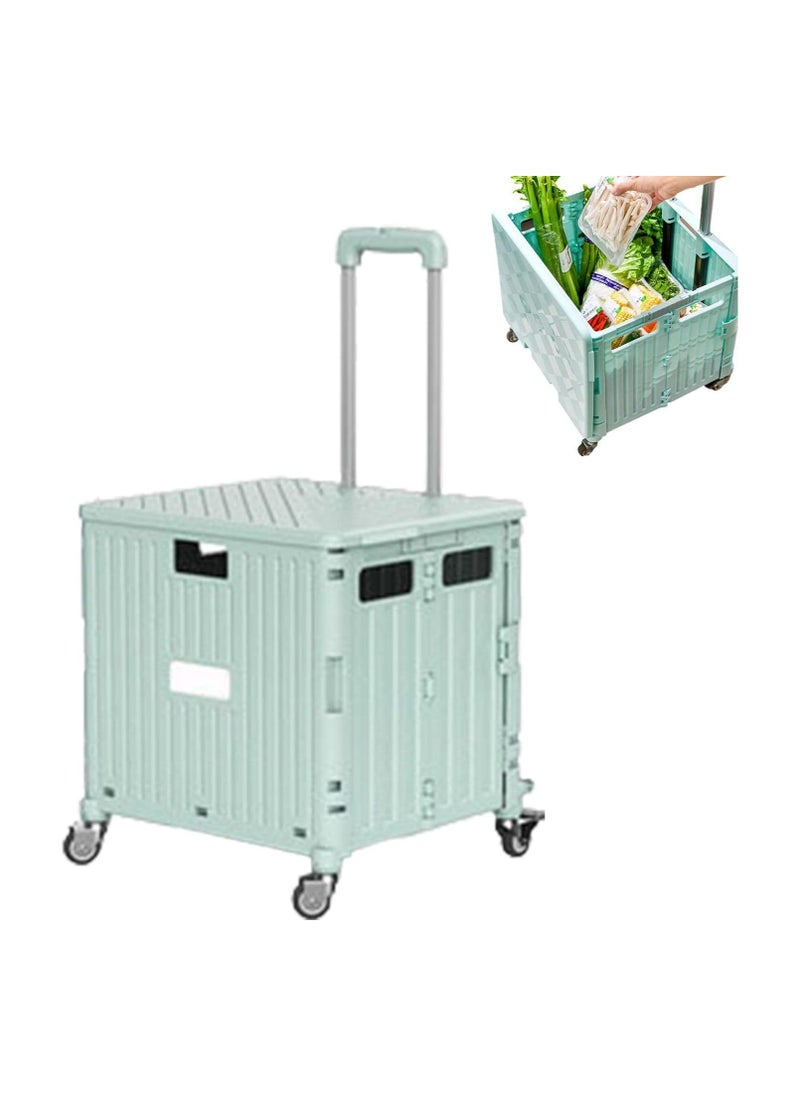 Generic - Foldable Plastic Shopping Trolley Cart with Storage Box | Portable Utility Trolley for Groceries, Travel, Office & Home Use, Lightweight with Durable Wheels, Compact Foldable Design - Image 1