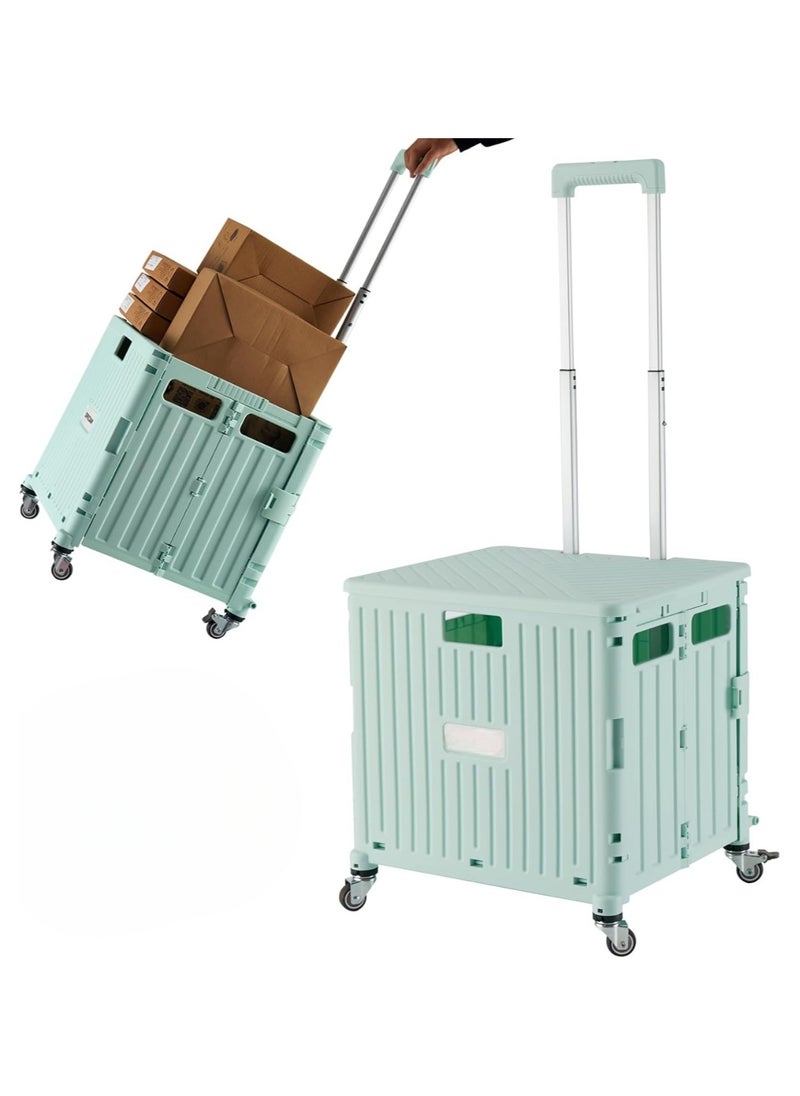 Generic - Foldable Plastic Shopping Trolley Cart with Storage Box | Portable Utility Trolley for Groceries, Travel, Office & Home Use, Lightweight with Durable Wheels, Compact Foldable Design - Image 1